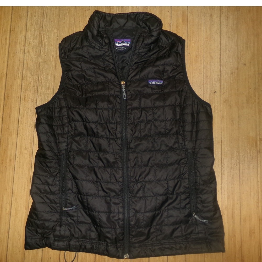 Patagonia Womens XL Vest Black Quilted Insulated Full Zip Puffer EUC